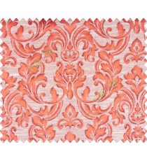 Very large royal damask oil painting finish self design Orange Copper Brown Beige main curtain